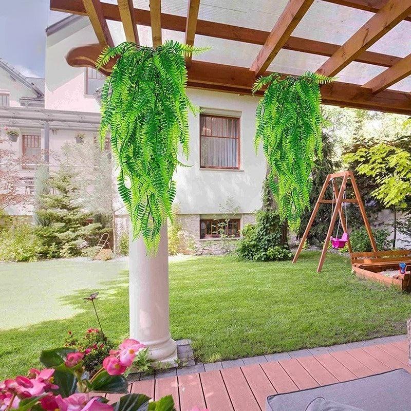 Persian Fern Leaves Vines Room Decor | Hanging Artificial Plant | Plastic Leaf Grass | Wedding Party Wall Balcony Decoration