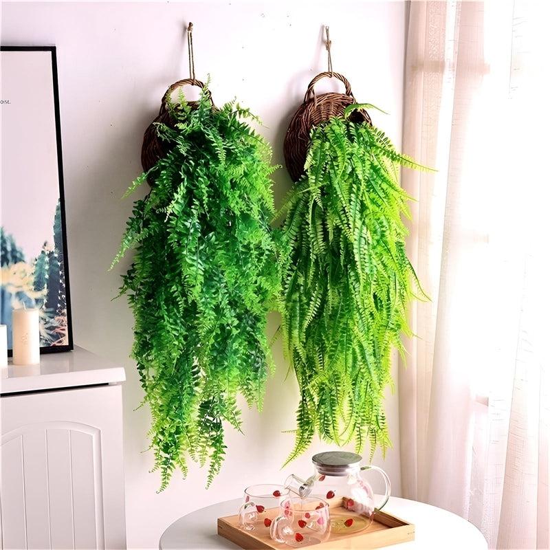 Persian Fern Leaves Vines Room Decor | Hanging Artificial Plant | Plastic Leaf Grass | Wedding Party Wall Balcony Decoration