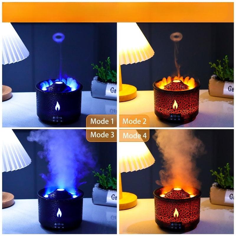 Flame Volcano Humidifier Aroma Diffuser | LED Essential Oil Mist Maker | Fire Jellyfish Home Fragrance