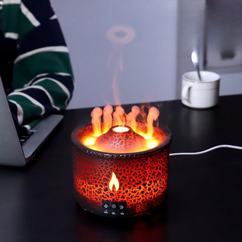 Flame Volcano Humidifier Aroma Diffuser | LED Essential Oil Mist Maker | Fire Jellyfish Home Fragrance