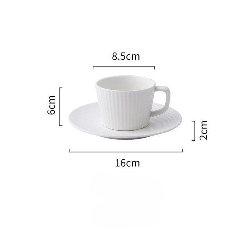 Japanese Vintage Striped Ceramic Coffee Cup and Saucer Set | Elegant Mug for Afternoon Tea and Cappuccino