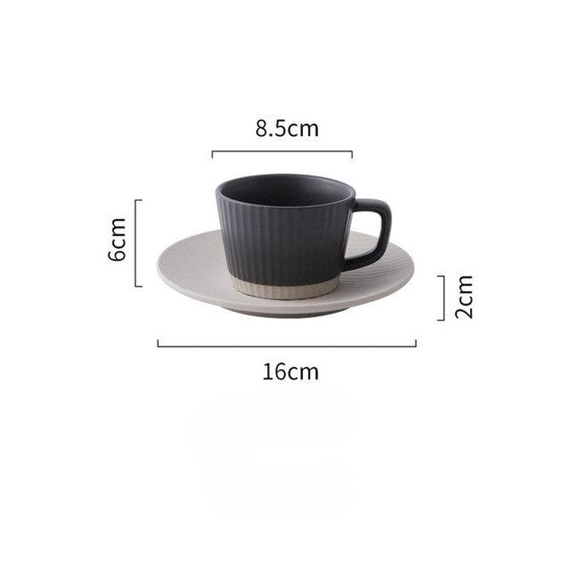 Japanese Vintage Striped Ceramic Coffee Cup and Saucer Set | Elegant Mug for Afternoon Tea and Cappuccino