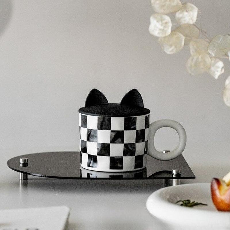 Ceramic Checkerboard Mug | Splash Ink Design for Home and Office, Creative INS Coffee Cup