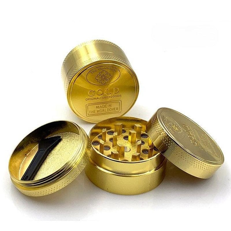 Gold Zinc Alloy Herb Crusher | Efficient Tobacco Grinder