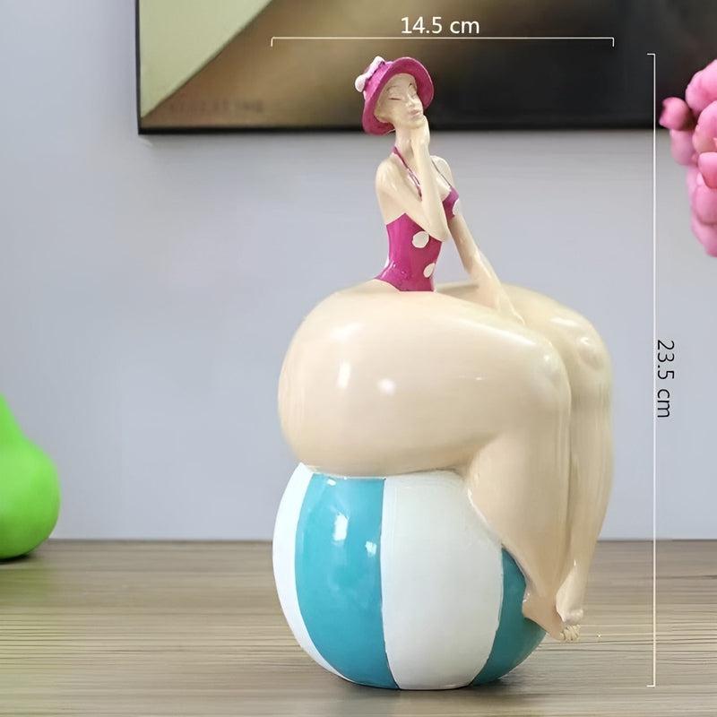 Nordic Playful Cartoon Intrigate Beauty Women Ornaments | Creative Desk Figurines for Home Living Room Decoration