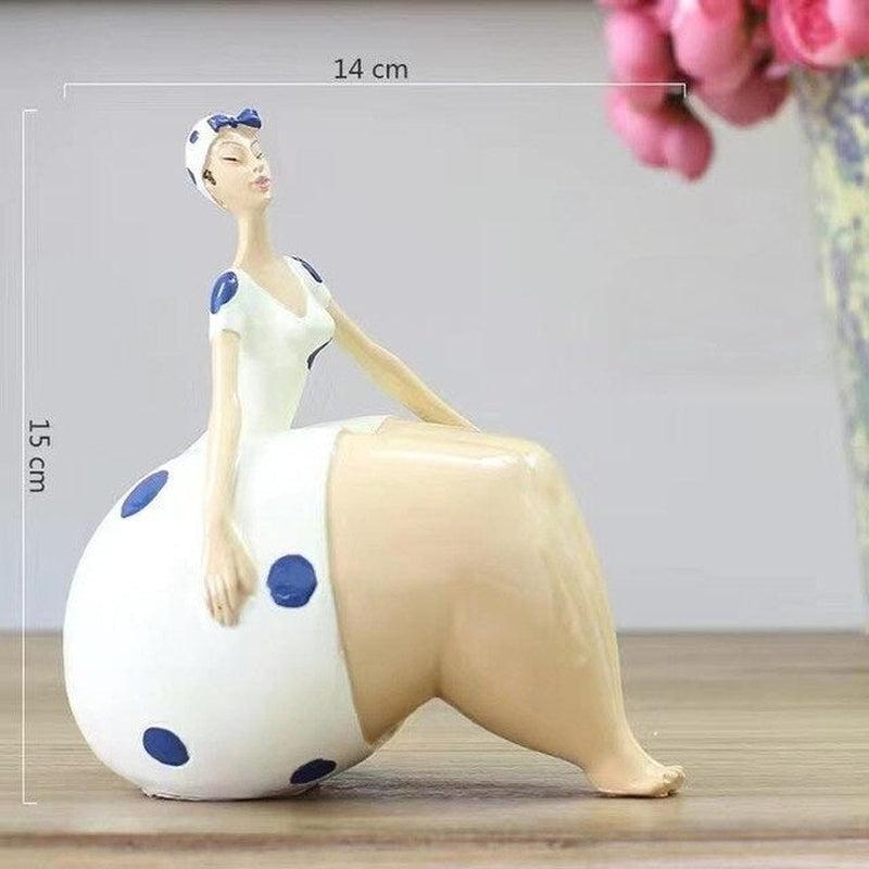 Nordic Playful Cartoon Intrigate Beauty Women Ornaments | Creative Desk Figurines for Home Living Room Decoration