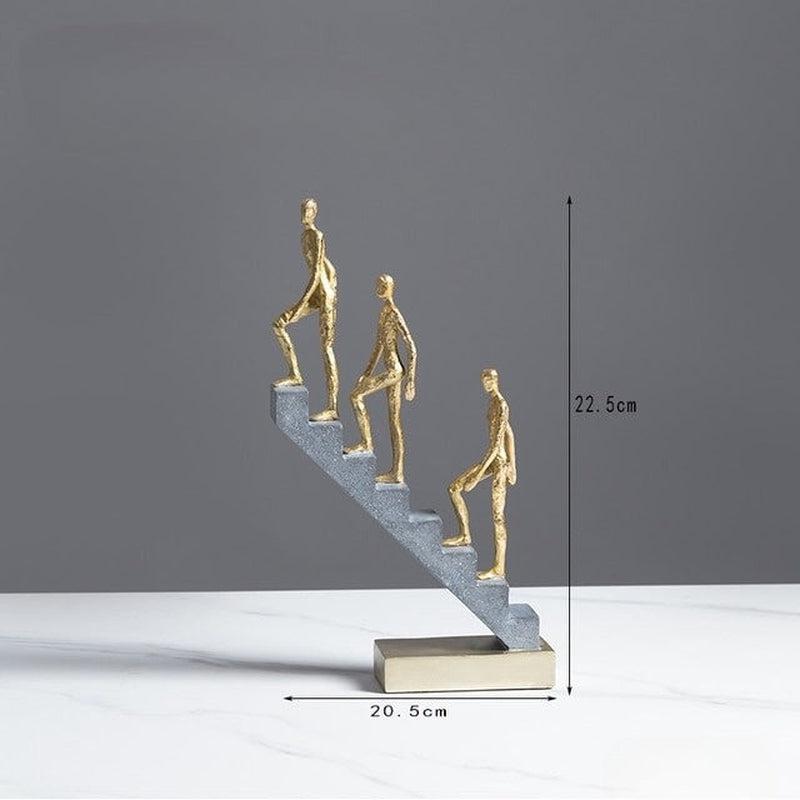 Resin Golden Statue Walking Stairs | Nordic Home Accessories for Living Room Decoration, Office Decor, Abstract Modern Art Sculpture