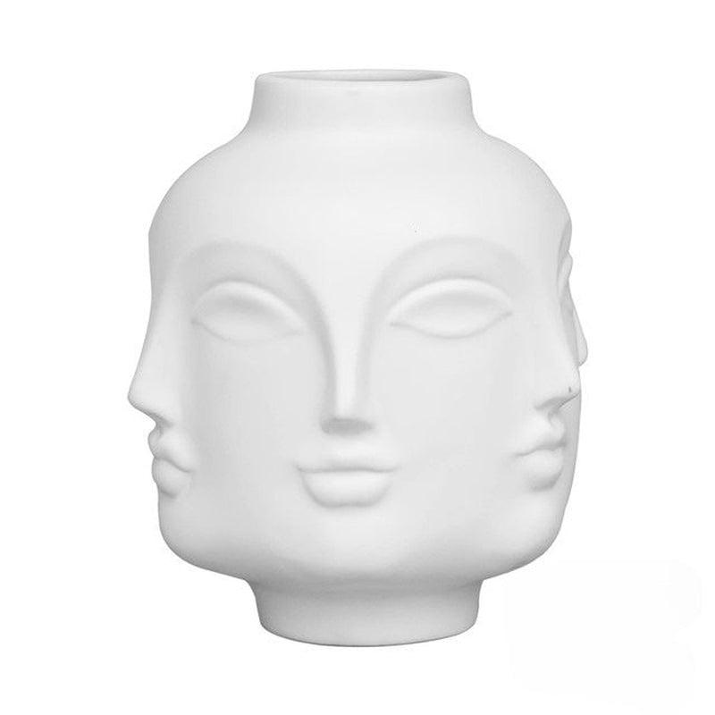 Creative Face Ceramic Vase for Flowers | Decorative Indoors & Outdoors | Ethnic Aesthetics | Living Room, Bedroom, Garden