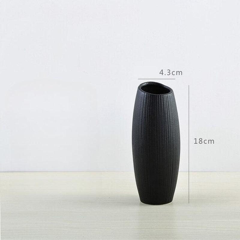 European Style Ceramic Black Vase for Office Home | Indoor & Outdoor Casual Decor