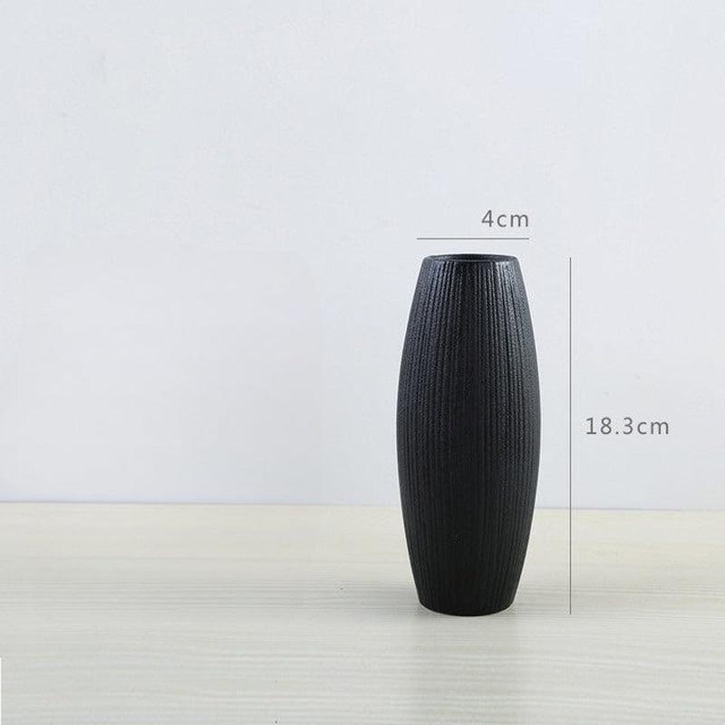 European Style Ceramic Black Vase for Office Home | Indoor & Outdoor Casual Decor