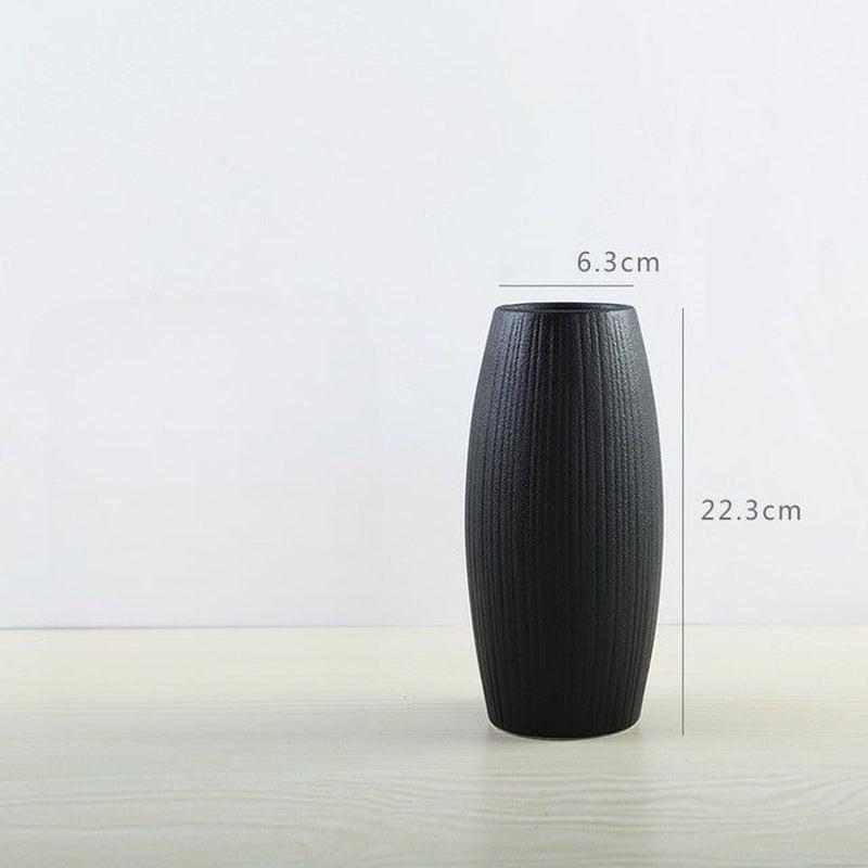 European Style Ceramic Black Vase for Office Home | Indoor & Outdoor Casual Decor