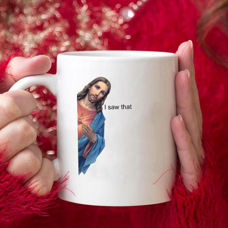 Jesus Meme Quote 'I Saw That' Funny Coffee Mug | Humorous and Personality | Filled Cup for Coffee Lovers