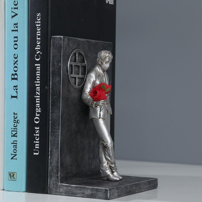 Banksy Inspired Figures Sculpture Bookends | Unique & Creative Home Decoration Accessories for Stylish Bookshelves