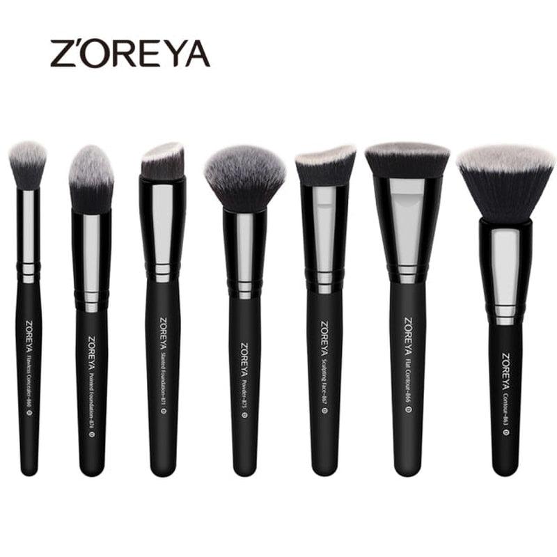 ZOREYA Makeup Brushes Set, Premium Synthetic Kabuki Brush Cosmetics, Concealers Powder Blush Blending Face Eye Shadows Brush Set (Black)