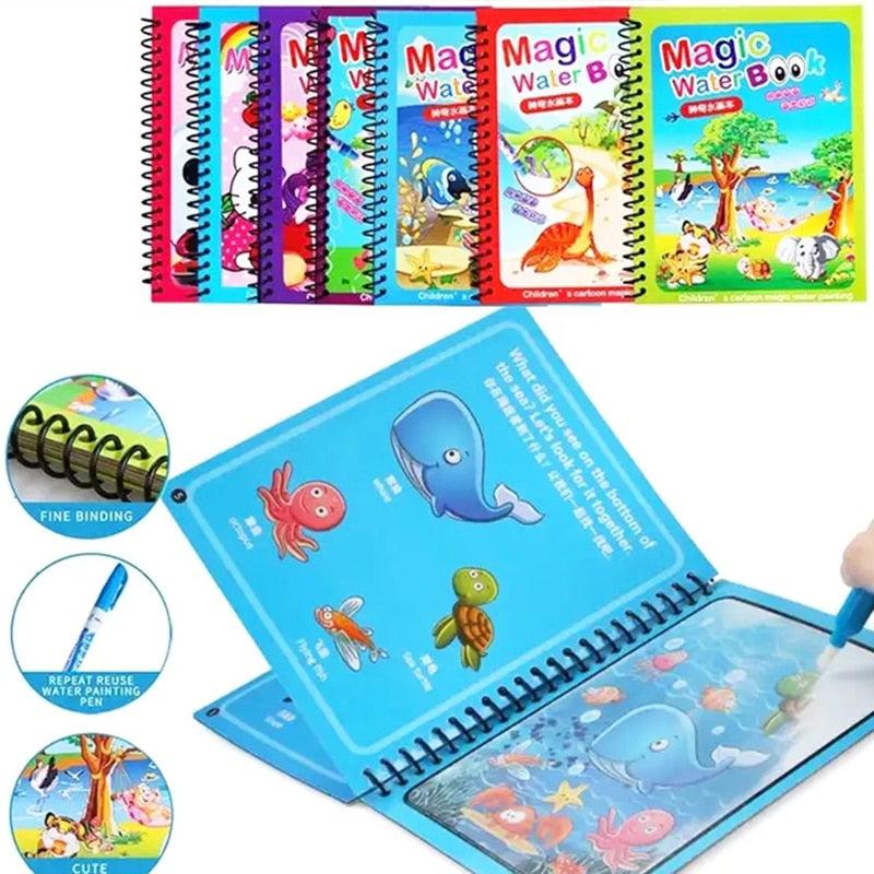 Kids Montessori Toys - Reusable Coloring Book with Magic Water Drawing