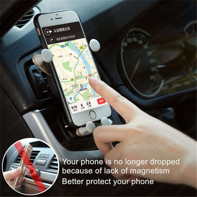 Universal Car Phone Holder Mount Stand - Air Vent Smartphone Bracket for iPhone 13 12 11 Pro, Xiaomi, Huawei, Samsung | GPS Support, Easy Installation