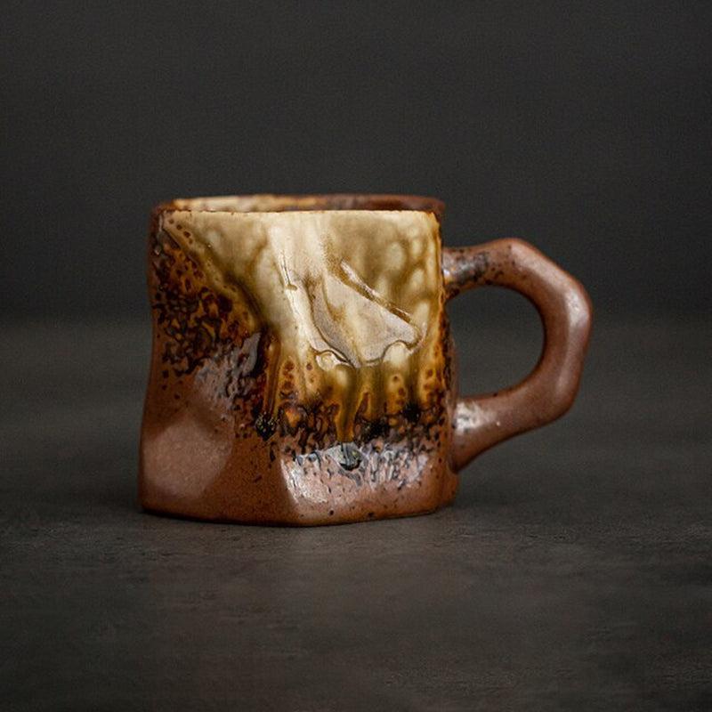 Vintage Clay Ceramic Coffee Mug - Handmade Stoneware Water Cup with Gradient Glaze - Creative and Unique Coffee Cups