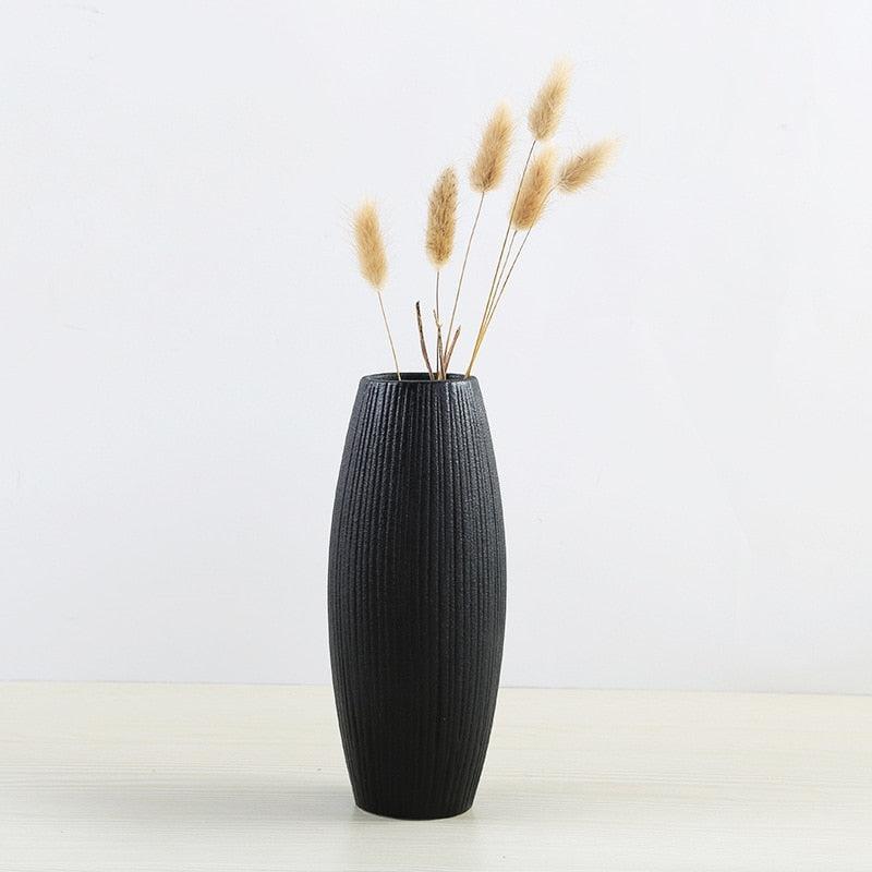 European Style Ceramic Black Vase for Office Home | Indoor & Outdoor Casual Decor