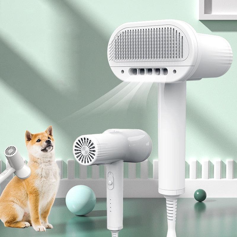 2-in-1 Pet Dog Hair Dryer Quiet with Slicker Brush | Portable and Professional Grooming Solution for Dogs, Cats & More