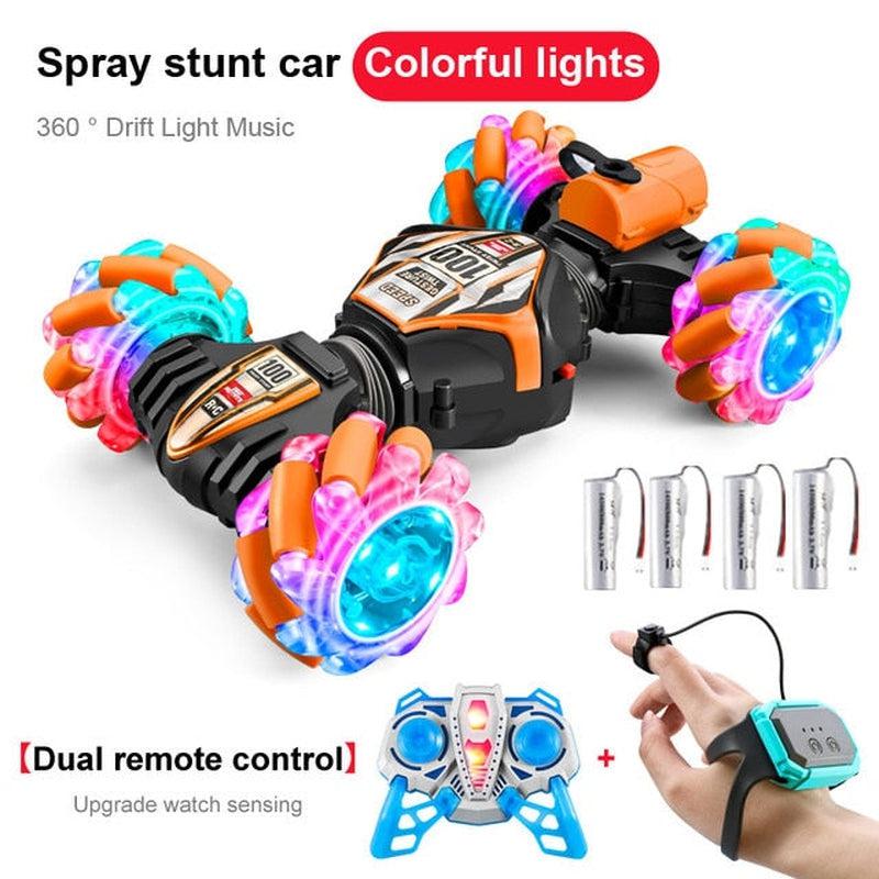 High-Tech RC Remote Control Car Watch | Hand Gesture Control, 360° Rotating Off-Road Climbing Stunt, Music & Exhaust Blowtorch