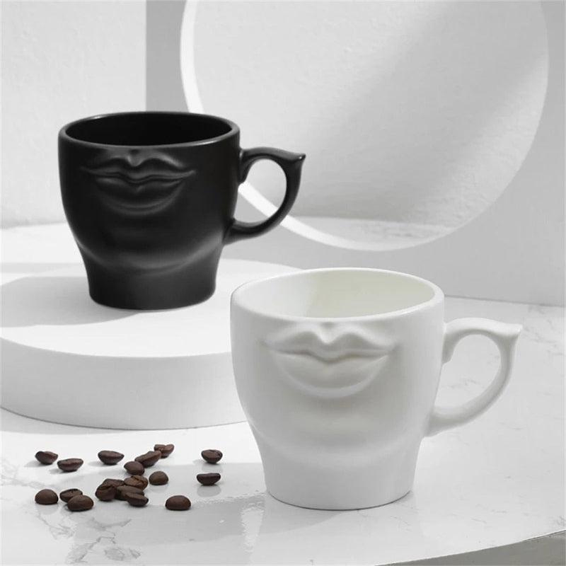 3D Lips Mouth Ceramic Coffee Cups | Handmade Porcelain Drinkware for Unique Table Decor | Special Gifts