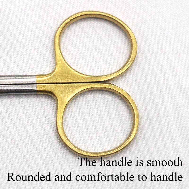 Stainless Steel Scissors with Gold Handle - Opthalmic Microscissors - Additional Use for Beauty and Care - 3.74in / 9.5cm Surgical Steel