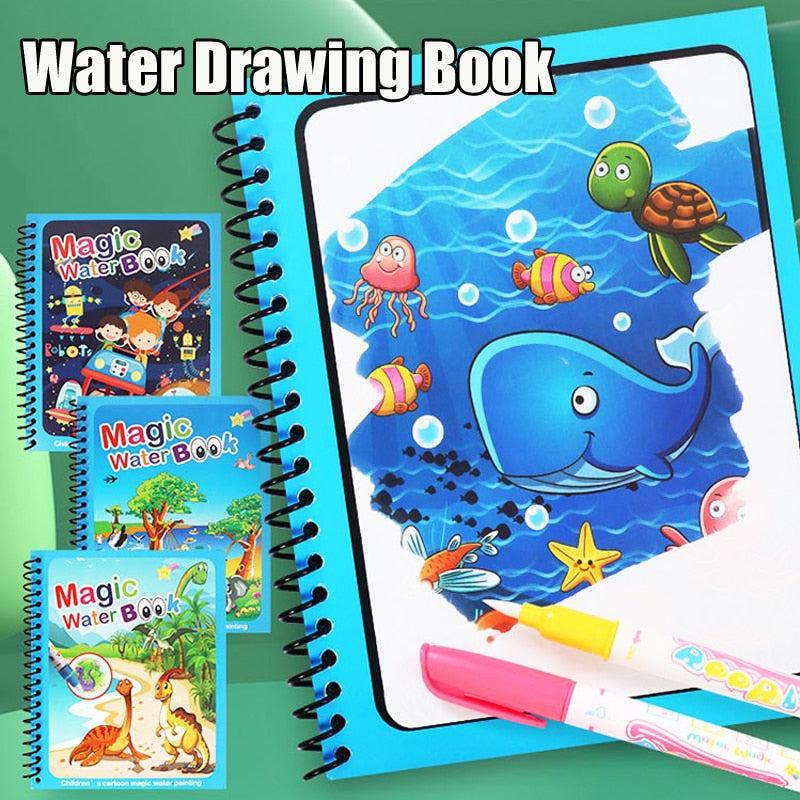 Kids Montessori Toys - Reusable Coloring Book with Magic Water Drawing