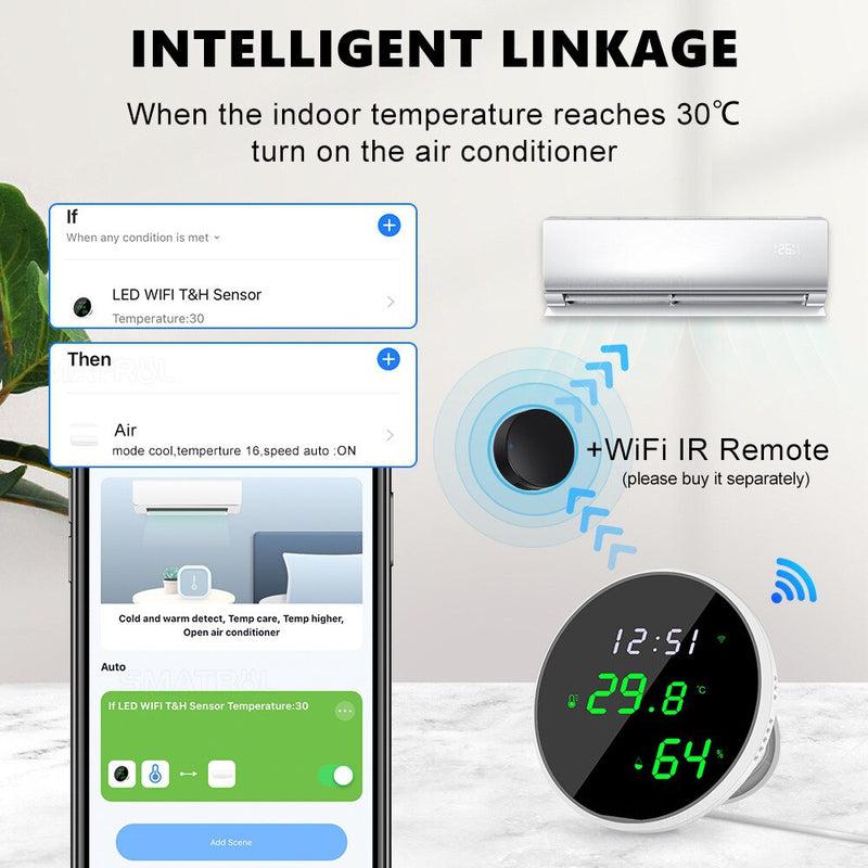 Tuya Wi-Fi LED Hygrometer / Thermometer | Smart Home Mirror Screen Temperature Sensor for Smart Life & Alexa Integration