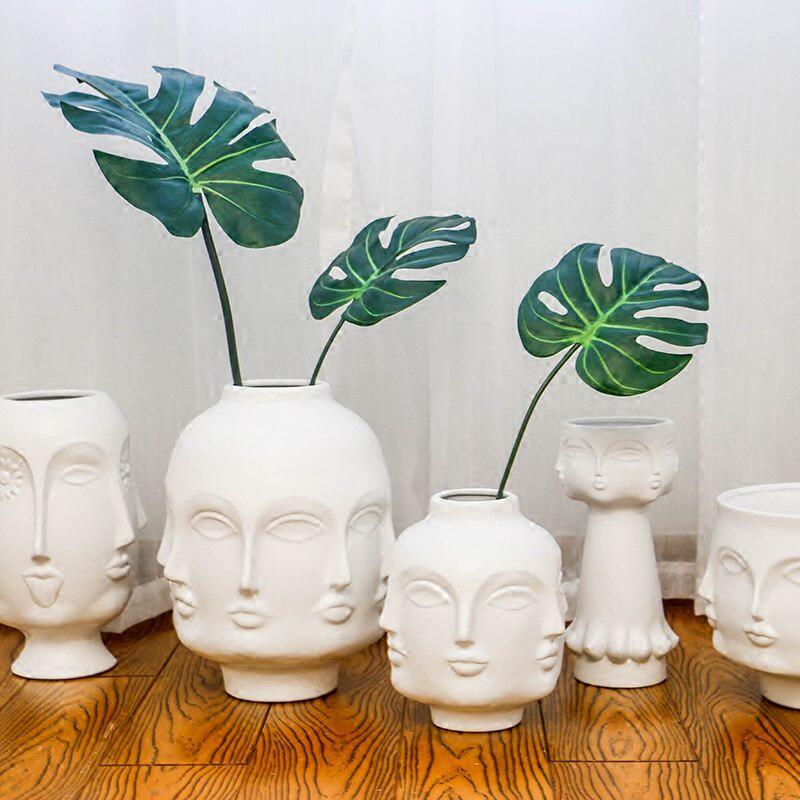 Creative Face Ceramic Vase for Flowers | Decorative Indoors & Outdoors | Ethnic Aesthetics | Living Room, Bedroom, Garden