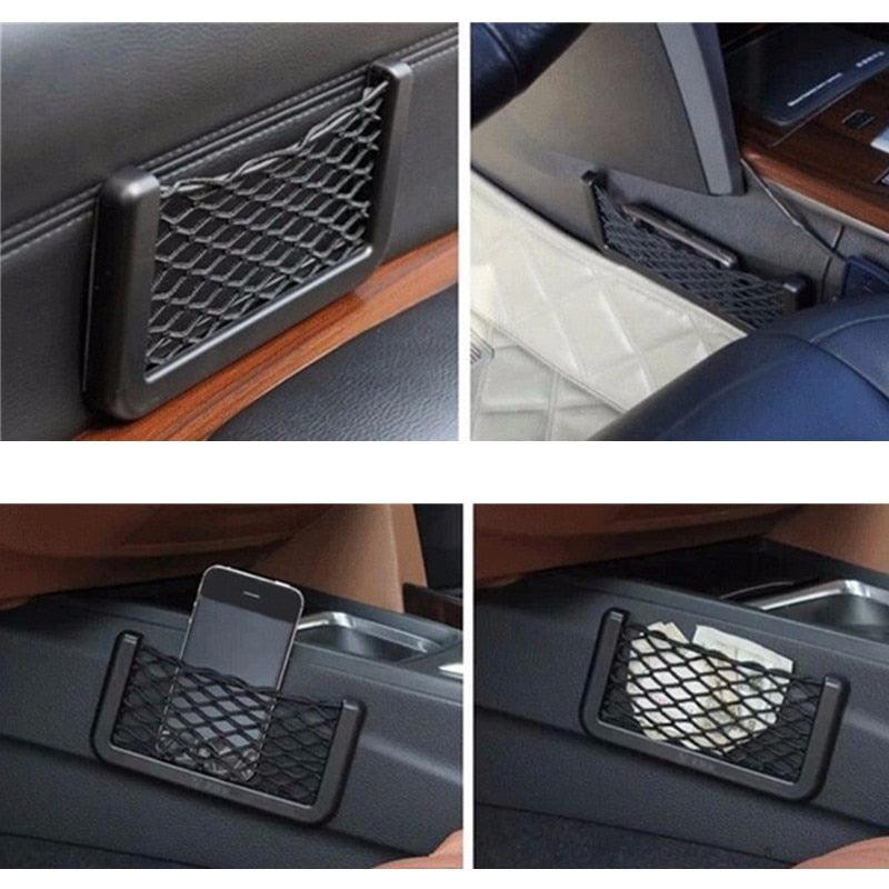 Car Organizer Storage Bag Auto Paste Net Pocket Phone Holder Car Accessories | Universal Fit