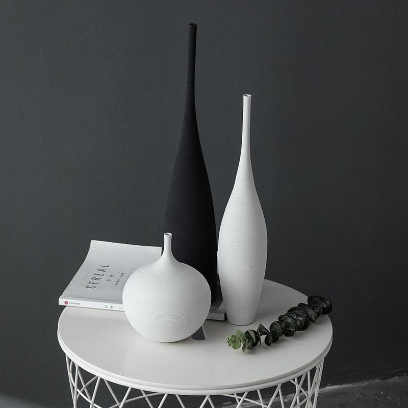 Ceramic Vases | Black and White | Simple Creative Designs | Handmade Art Decoration for Living Room, Bedroom