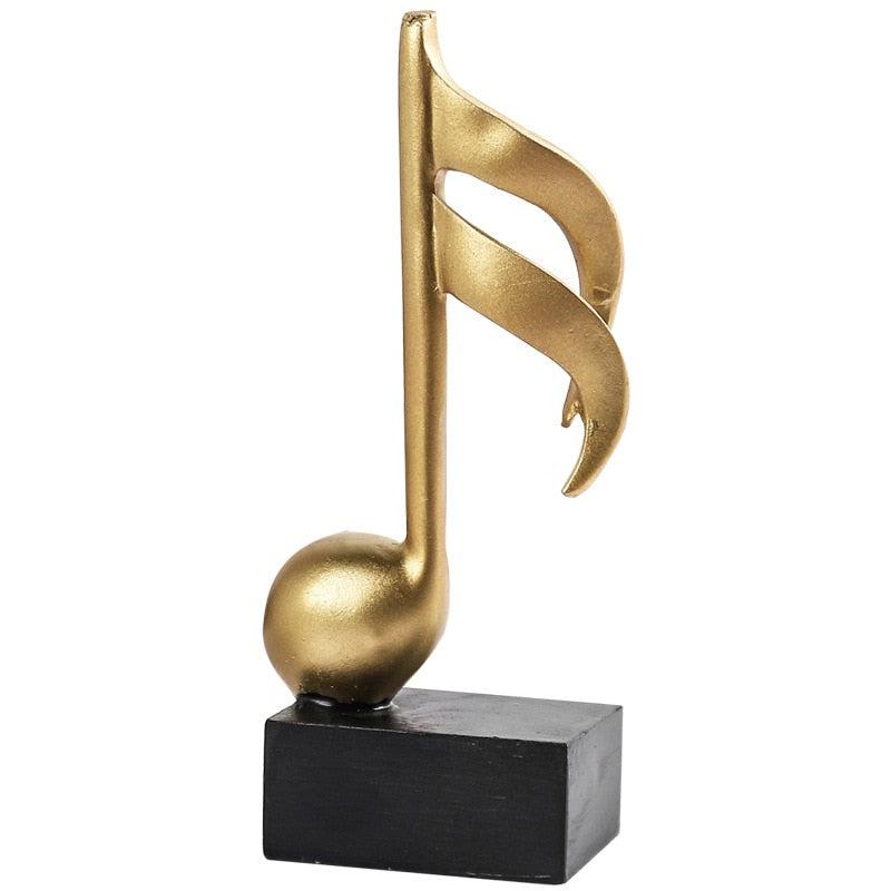 Golden Musical Note Figurines | Decorative Handcrafted Desk Ornament for Artistic Home Decor