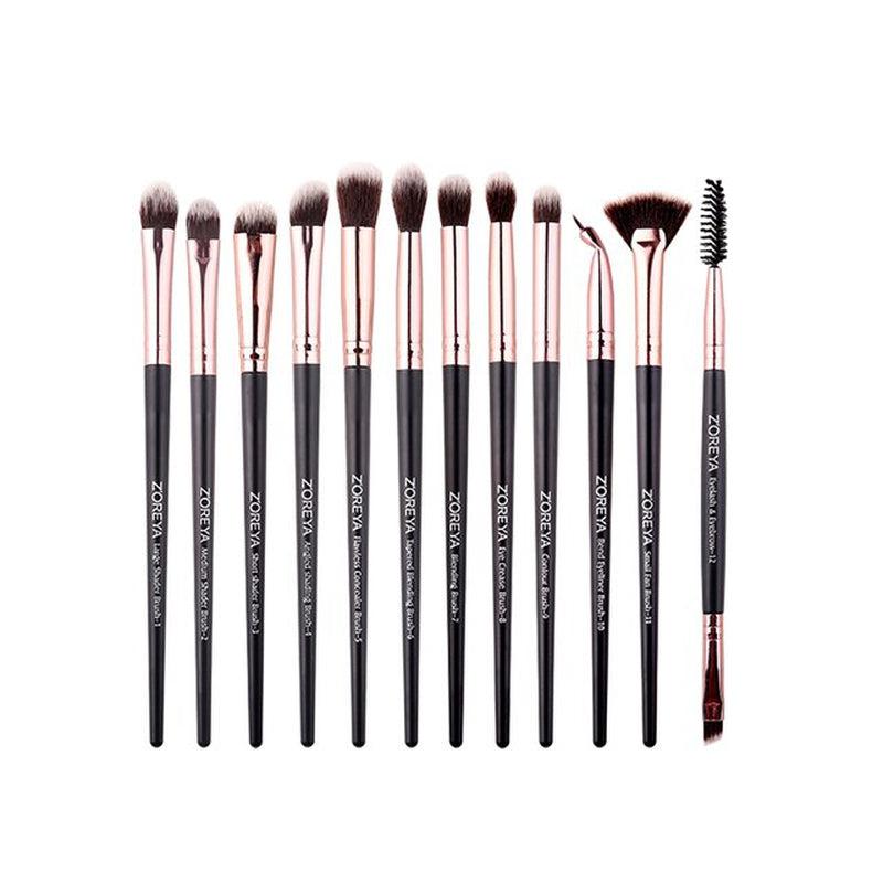 ZOREYA Makeup Brushes Set, Premium Synthetic Kabuki Brush Cosmetics, Concealers Powder Blush Blending Face Eye Shadows Brush Set (Black)