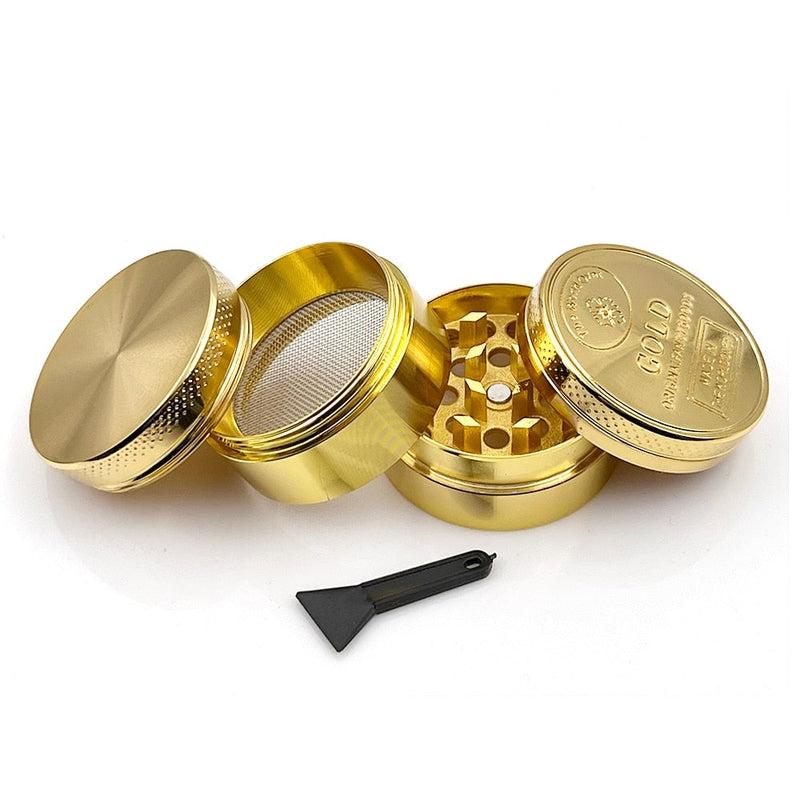 Gold Zinc Alloy Herb Crusher | Efficient Tobacco Grinder