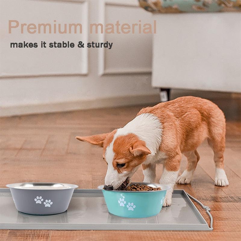 Non-Slip Dog Bowls | Stainless Steel High Capacity Pet Feeders for Small, Medium, Large Dogs | Anti-Slip Design | Pet Accessories