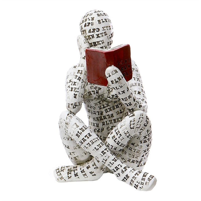 Abstract Sculptural Figurine of Pulp Riddled Woman Reading Book | Meditation Style Resin Figurine for Modern Home Decor