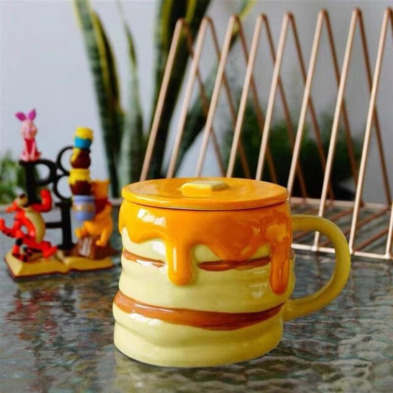 Cute Honey Muffin Shape Ceramic Mug With Lid | Creative Gift Choice