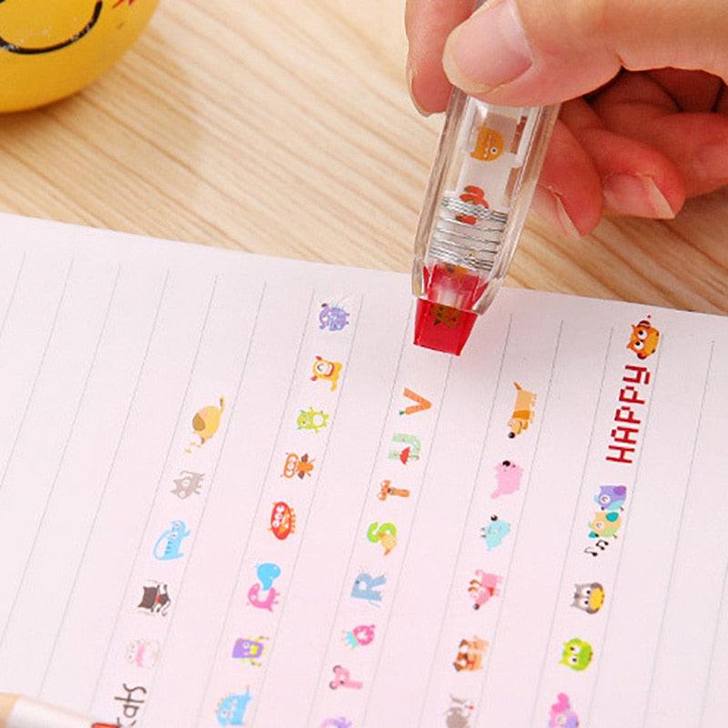 Colorful Cartoon Floral Sticker Tape Pen for Kids - Fun Stationery Decoration for Notebooks, Diaries & Crafts