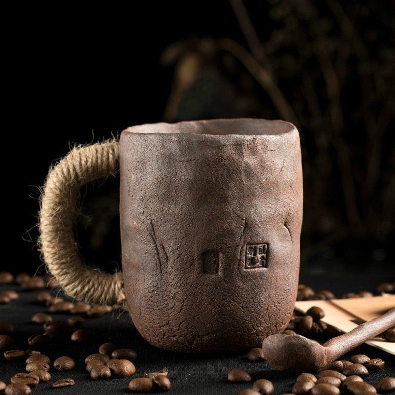 Handmade Ceramic Mug with Lid and Spoon | Creative and Stylish Japanese Coffee Cup