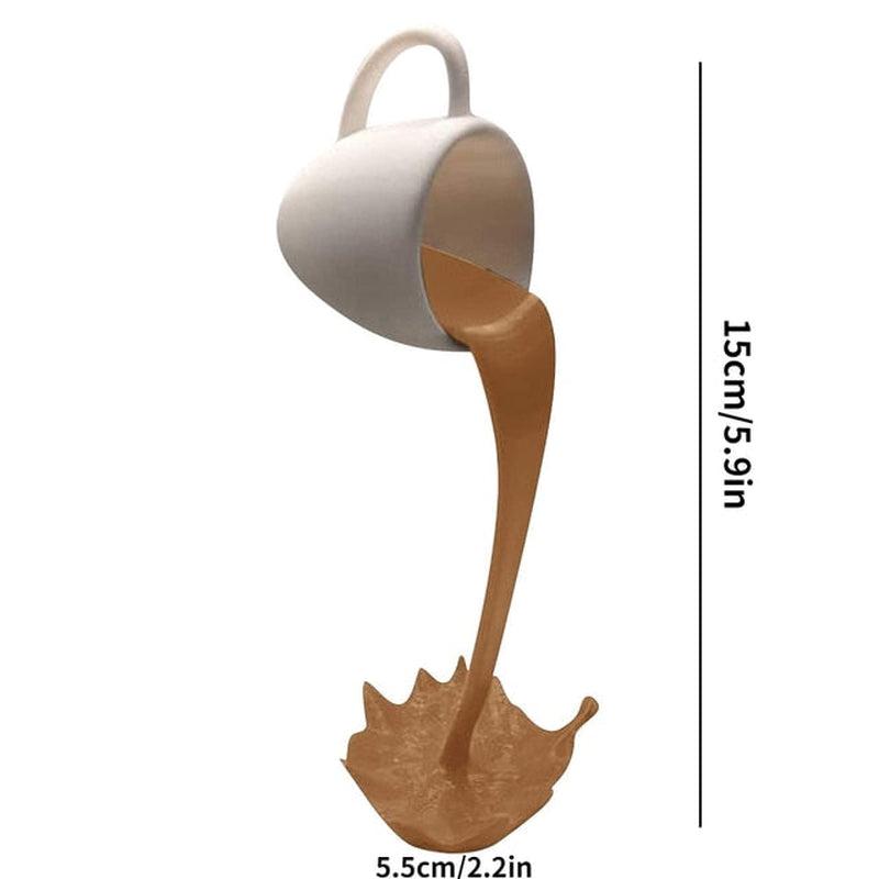 Floating Coffee Cup Art Sculpture | Kitchen Home Decor Statue, Pouring Liquid Splash Coffee Mug | Creative Crafts