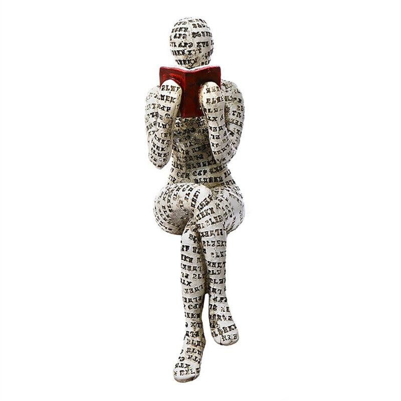 Abstract Sculptural Figurine of Pulp Riddled Woman Reading Book | Meditation Style Resin Figurine for Modern Home Decor