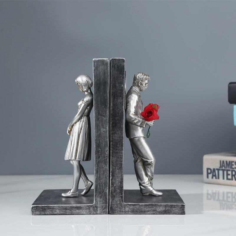 Banksy Inspired Figures Sculpture Bookends | Unique & Creative Home Decoration Accessories for Stylish Bookshelves