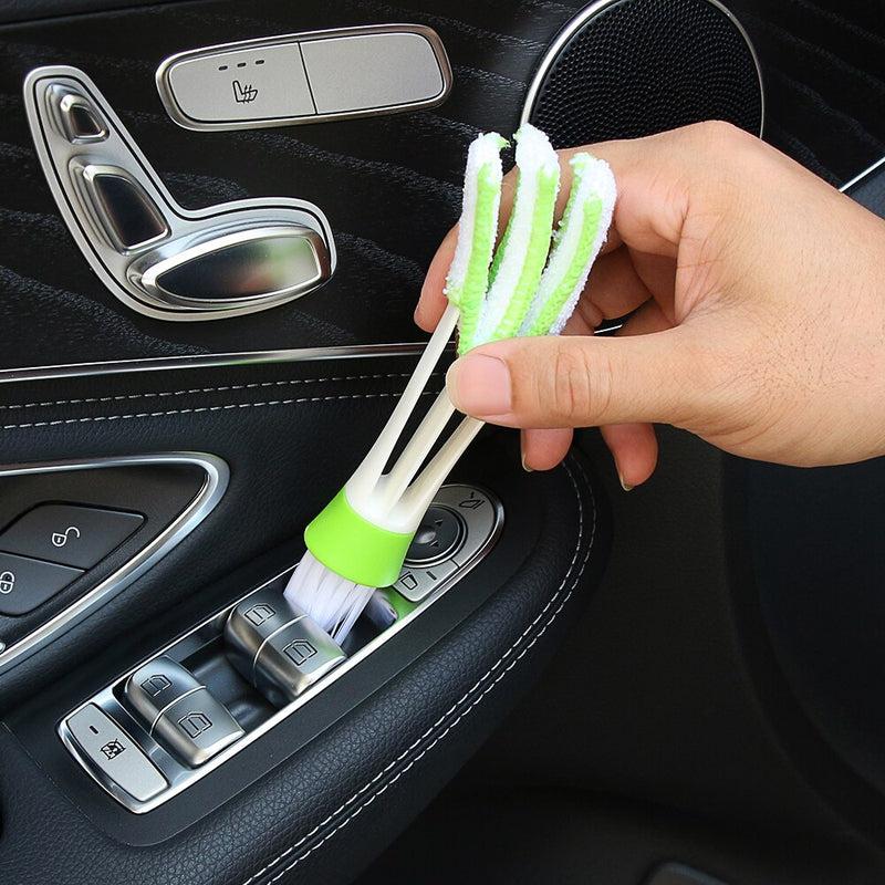 Interior Car Cleaning Brush Double Slider | Portable Air-Conditioner Window Outlet Dust Tools | Decoration 2 in 1 Car Accessories