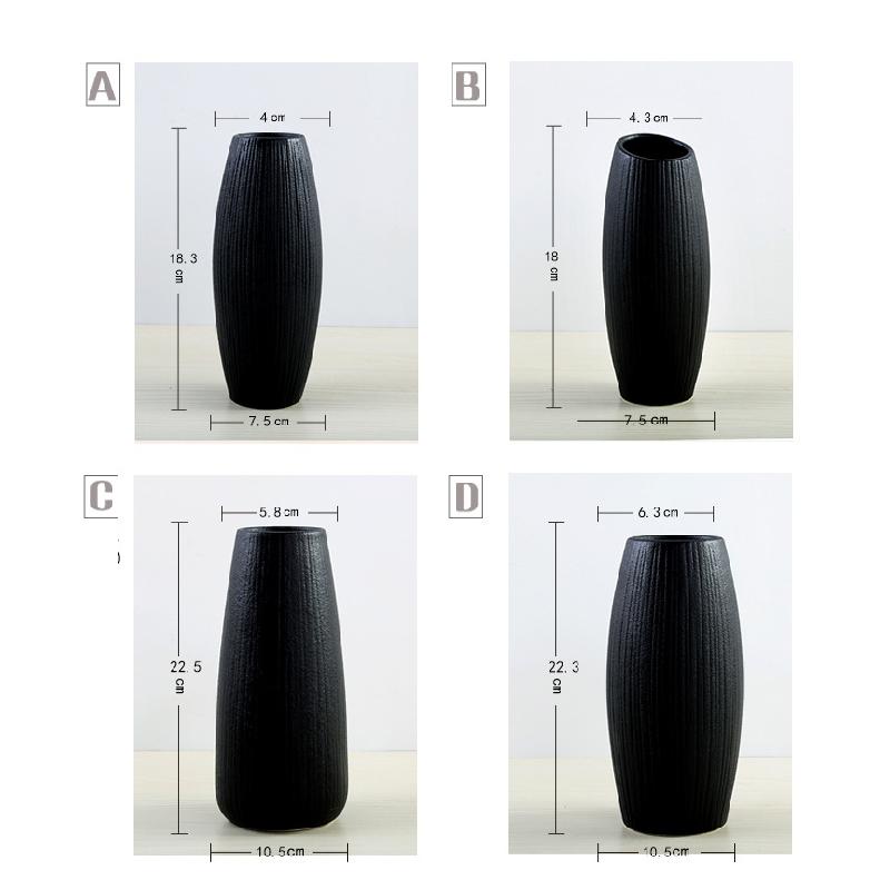 European Style Ceramic Black Vase for Office Home | Indoor & Outdoor Casual Decor