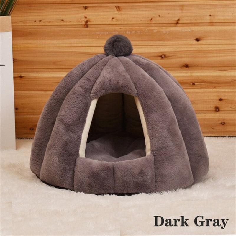 Cute Pet House Bed with Removable Mat | Cozy & Comfortable Kennel Nest for Cats and Dogs | Pumpkin-Shaped Design | Perfect for Sleeping & Lounging