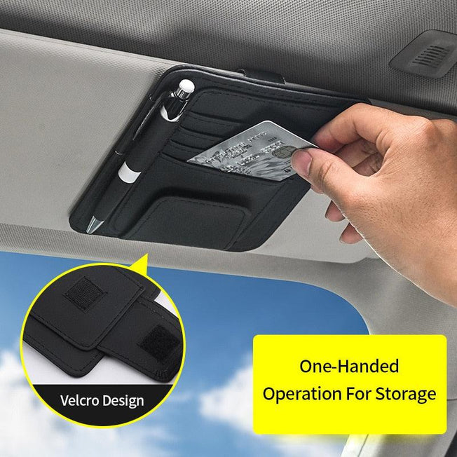 Car Sun Visor Organizer | Multi-Pocket Auto Interior Accessories | Pocket Organizer for Car Documents, Pen Holder | Convenient Storage Pouch