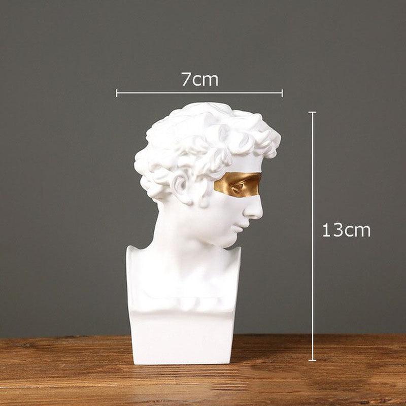 Exquisite Gold-Plated Mask David Statue | Resin Sculpture for Home or Office Decoration