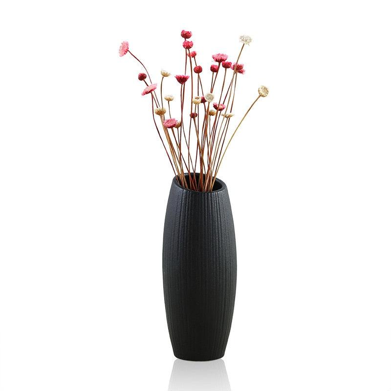 European Style Ceramic Black Vase for Office Home | Indoor & Outdoor Casual Decor