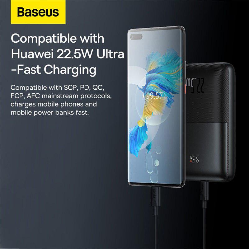 BASEUS Power Bank 10000mAh PD22.5W Portable Fast Charger for iPhone, Xiaomi, Huawei - External Battery