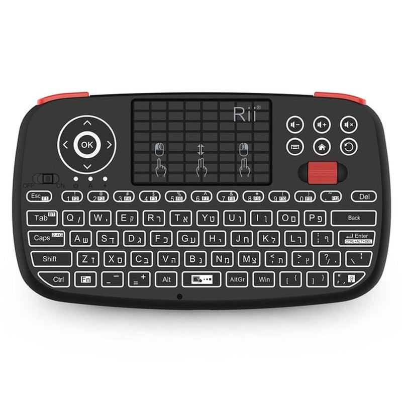 Rii i4 Mini Bluetooth Wireless Keyboard with Touchpad - Backlit Mouse Remote Control | Windows, Android TV Box, Smart TV Compatible | Versatile & Convenient